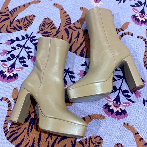 Zara Leather platform Heleed Ankle booties leather - Picture 1 of 8